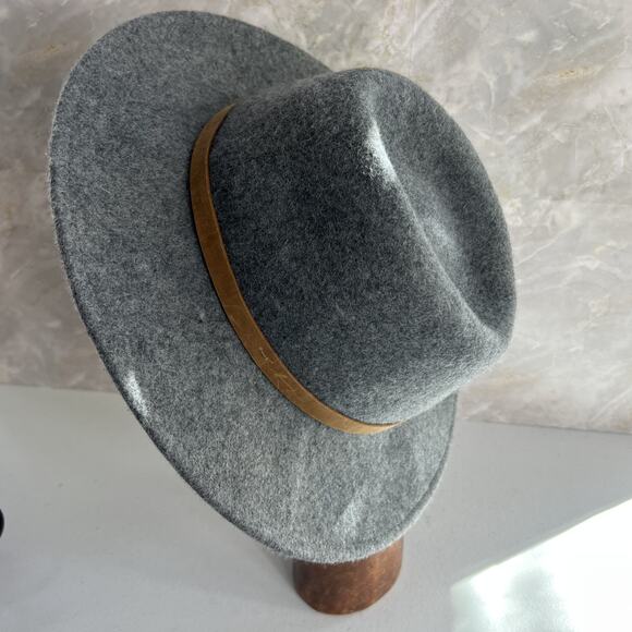 Frye Fedora Hat Women's S/M Gray Felted 100% Wool With Leather Band - Picture 5 of 14